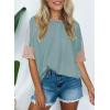 imageDokotoo Womens Tops Oversized Trendy Shirts 2025 Summer Color Block Crewneck Business Casual Womens Blouses S2XLLaurel Green