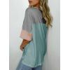 imageDokotoo Womens Tops Oversized Trendy Shirts 2025 Summer Color Block Crewneck Business Casual Womens Blouses S2XLLaurel Green