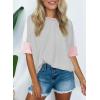 imageDokotoo Womens Tops Oversized Trendy Shirts 2025 Summer Color Block Crewneck Business Casual Womens Blouses S2XLLight Grey