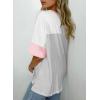 imageDokotoo Womens Tops Oversized Trendy Shirts 2025 Summer Color Block Crewneck Business Casual Womens Blouses S2XLLight Grey