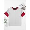 imageDokotoo Womens Tops Oversized Trendy Shirts 2025 Summer Color Block Crewneck Business Casual Womens Blouses S2XLMineral Red