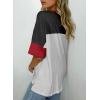 imageDokotoo Womens Tops Oversized Trendy Shirts 2025 Summer Color Block Crewneck Business Casual Womens Blouses S2XLMineral Red