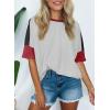 imageDokotoo Womens Tops Oversized Trendy Shirts 2025 Summer Color Block Crewneck Business Casual Womens Blouses S2XLMineral Red