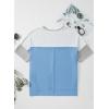 imageDokotoo Womens Tops Oversized Trendy Shirts 2025 Summer Color Block Crewneck Business Casual Womens Blouses S2XLSky Blue