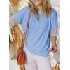 imageDokotoo Womens Tops Oversized Trendy Shirts 2025 Summer Color Block Crewneck Business Casual Womens Blouses S2XLSky Blue
