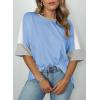 imageDokotoo Womens Tops Oversized Trendy Shirts 2025 Summer Color Block Crewneck Business Casual Womens Blouses S2XLSky Blue