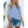 imageDokotoo Womens Tops Oversized Trendy Shirts 2025 Summer Color Block Crewneck Business Casual Womens Blouses S2XLSky Blue