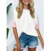 imageDokotoo Womens Tops Oversized Trendy Shirts 2025 Summer Color Block Crewneck Business Casual Womens Blouses S2XLWhite