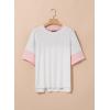 imageDokotoo Womens Tops Oversized Trendy Shirts 2025 Summer Color Block Crewneck Business Casual Womens Blouses S2XLWhite