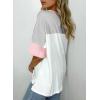 imageDokotoo Womens Tops Oversized Trendy Shirts 2025 Summer Color Block Crewneck Business Casual Womens Blouses S2XLWhite