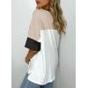 imageDokotoo Womens Tops Oversized Trendy Shirts 2025 Summer Color Block Crewneck Business Casual Womens Blouses S2XLWhite a