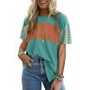 imageDokotoo Summer Tops Trendy Oversized 2025 Crewneck Casual Color Block Striped Womens Shirts BlousesA Lapis