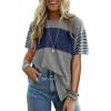 imageDokotoo Summer Tops Trendy Oversized 2025 Crewneck Casual Color Block Striped Womens Shirts BlousesA Sleet
