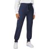 imageDokotoo Womens High Waisted Lounge Joggers Elasticity Drawstring Side Pocket Casual Cuffed Casual Yoga SweatpantsNavy Blue