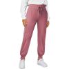 imageDokotoo Womens High Waisted Lounge Joggers Elasticity Drawstring Side Pocket Casual Cuffed Casual Yoga SweatpantsRose Pink
