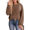 imageDokotoo Womens Pullover Hoodies Sweatshirts Casual Loose Long Sleeve Ribbed Knit ShirtsCoffee