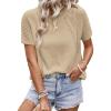 imageDokotoo Womens Tops Dressy Casual Summer Crewneck Short Sleeve Sweaters Knit Solid Trendy Hollow Out Shirts BlousesApricot