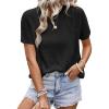 imageDokotoo Womens Tops Dressy Casual Summer Crewneck Short Sleeve Sweaters Knit Solid Trendy Hollow Out Shirts BlousesBlack