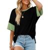 imageDokotoo Womens Tops Oversized Trendy Shirts 2025 Summer Color Block Crewneck Business Casual Womens Blouses S2XLColor Black