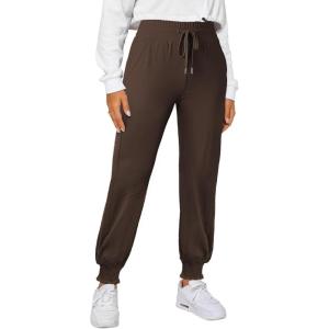 imageDokotoo Womens High Waisted Lounge Joggers Elasticity Drawstring Side Pocket Casual Cuffed Casual Yoga SweatpantsChicory Coffee