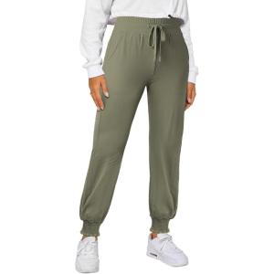 imageDokotoo Womens High Waisted Lounge Joggers Elasticity Drawstring Side Pocket Casual Cuffed Casual Yoga SweatpantsFour Leaf Clover
