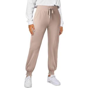 imageDokotoo Womens High Waisted Lounge Joggers Elasticity Drawstring Side Pocket Casual Cuffed Casual Yoga SweatpantsKhaki