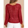 imageDokotoo Cardigan Sweaters for Women Long Sleeve Shirts Lightweight Cardigan Button Down Crochet Tops Spring Outfits 2025Red