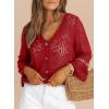 imageDokotoo Cardigan Sweaters for Women Long Sleeve Shirts Lightweight Cardigan Button Down Crochet Tops Spring Outfits 2025Red
