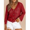imageDokotoo Cardigan Sweaters for Women Long Sleeve Shirts Lightweight Cardigan Button Down Crochet Tops Spring Outfits 2025Red
