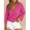 imageDokotoo Cardigan Sweaters for Women Long Sleeve Shirts Lightweight Cardigan Button Down Crochet Tops Spring Outfits 2025Rose