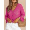 imageDokotoo Cardigan Sweaters for Women Long Sleeve Shirts Lightweight Cardigan Button Down Crochet Tops Spring Outfits 2025Rose
