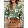 imageDokotoo Cardigan Sweaters for Women Open Front Long Sleeve Button Down VNeck Knit Floral SweaterGuacamole Green