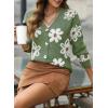 imageDokotoo Cardigan Sweaters for Women Open Front Long Sleeve Button Down VNeck Knit Floral SweaterGuacamole Green
