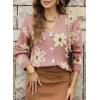 imageDokotoo Cardigan Sweaters for Women Open Front Long Sleeve Button Down VNeck Knit Floral SweaterPink