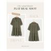 imageDokotoo Casual Dresses for Women Lapel Collared V Neck Mid Sleeved Pleated Summer Dresses for Women 2025 Midi DressesDark Green