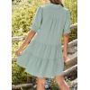 imageDokotoo Casual Dresses for Women Lapel Collared V Neck Mid Sleeved Pleated Summer Dresses for Women 2025 Midi DressesLight Green