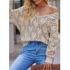 imageDokotoo Fall Sweaters Round Neck Crochet Hollow Out Cute Winter Pullover Sweaters for Women Trendy 2025Apricot
