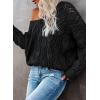 imageDokotoo Fall Sweaters Round Neck Crochet Hollow Out Cute Winter Pullover Sweaters for Women Trendy 2025Black