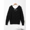 imageDokotoo Fall Sweaters Round Neck Crochet Hollow Out Cute Winter Pullover Sweaters for Women Trendy 2025Black