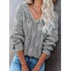 imageDokotoo Fall Sweaters Round Neck Crochet Hollow Out Cute Winter Pullover Sweaters for Women Trendy 2025Gray