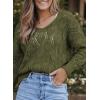 imageDokotoo Fall Sweaters Round Neck Crochet Hollow Out Cute Winter Pullover Sweaters for Women Trendy 2025Pickle Green