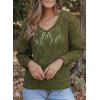 imageDokotoo Fall Sweaters Round Neck Crochet Hollow Out Cute Winter Pullover Sweaters for Women Trendy 2025Pickle Green