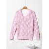 imageDokotoo Fall Sweaters Round Neck Crochet Hollow Out Cute Winter Pullover Sweaters for Women Trendy 2025Pink