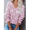 imageDokotoo Fall Sweaters Round Neck Crochet Hollow Out Cute Winter Pullover Sweaters for Women Trendy 2025Pink