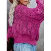 imageDokotoo Fall Sweaters Round Neck Crochet Hollow Out Cute Winter Pullover Sweaters for Women Trendy 2025Rose Red