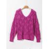 imageDokotoo Fall Sweaters Round Neck Crochet Hollow Out Cute Winter Pullover Sweaters for Women Trendy 2025Rose Red