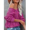 imageDokotoo Fall Sweaters Round Neck Crochet Hollow Out Cute Winter Pullover Sweaters for Women Trendy 2025Rose Red