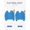 imageDokotoo Fall Sweaters Round Neck Crochet Hollow Out Cute Winter Pullover Sweaters for Women Trendy 2025Sky Blue