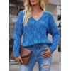 imageDokotoo Fall Sweaters Round Neck Crochet Hollow Out Cute Winter Pullover Sweaters for Women Trendy 2025Sky Blue