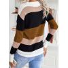 imageDokotoo Round Neck Striped Womens Fashion Clothes Cute Color Block Pullover Fall Sweaters for Women 2025 Women ClothingBrown